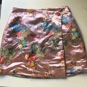 Pink silk mini skirt